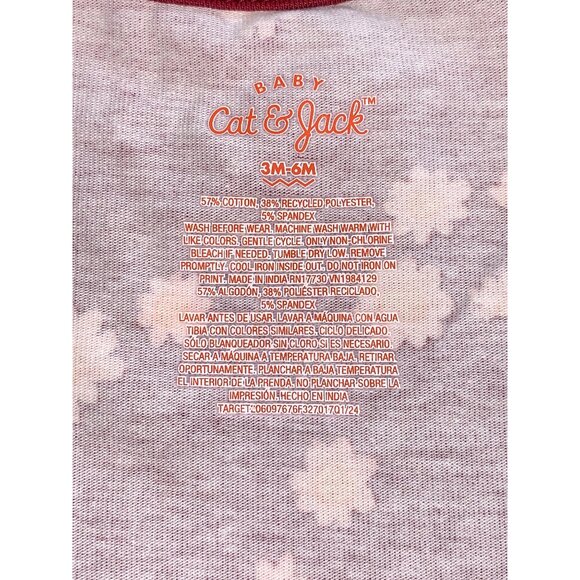 Cat & Jack Baby Girl Floral Bodysuit Romper Maroon Red - Picture 6 of 8